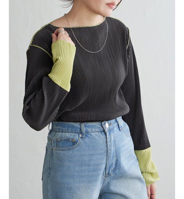 VENCE share style「プリーツ加工配色袖トップス」|その他|