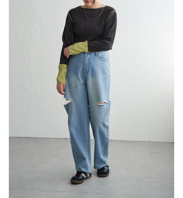 VENCE share style「プリーツ加工配色袖トップス」|その他|