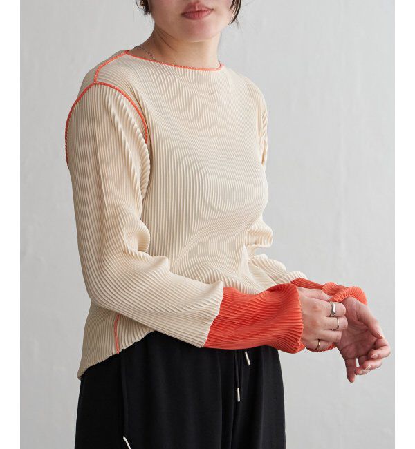 VENCE share style「プリーツ加工配色袖トップス」|その他|