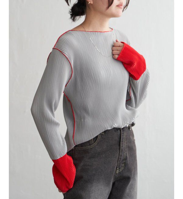 VENCE share style「プリーツ加工配色袖トップス」|その他|