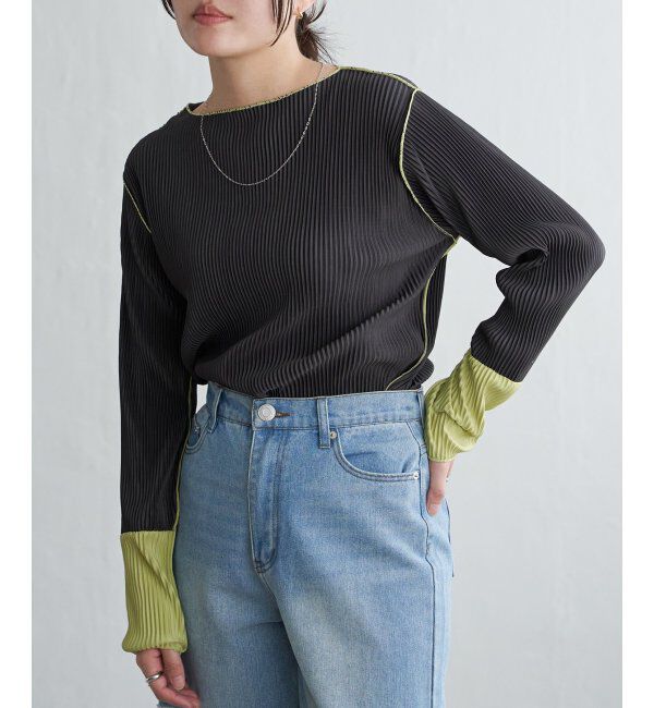 VENCE share style「プリーツ加工配色袖トップス」|その他|