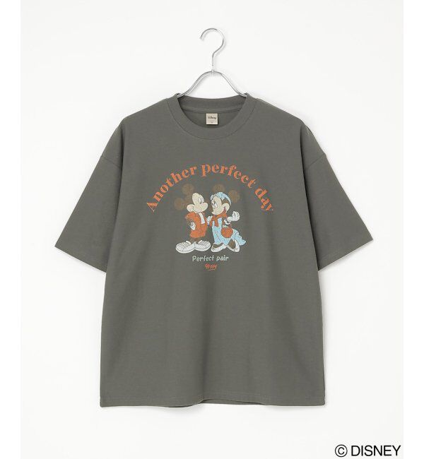 VENCE share style「梨地 ミッキーマウス＆ミニーマウス プリントTシャツ」|Tシャツ・カットソー|ダークグレー