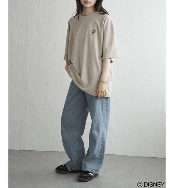 VENCE share style「梨地 ミッキーマウス＆ミニーマウス プリントTシャツ」|Tシャツ・カットソー|