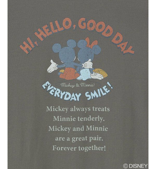 VENCE share style「梨地 ミッキーマウス＆ミニーマウス プリントTシャツ」|Tシャツ・カットソー|