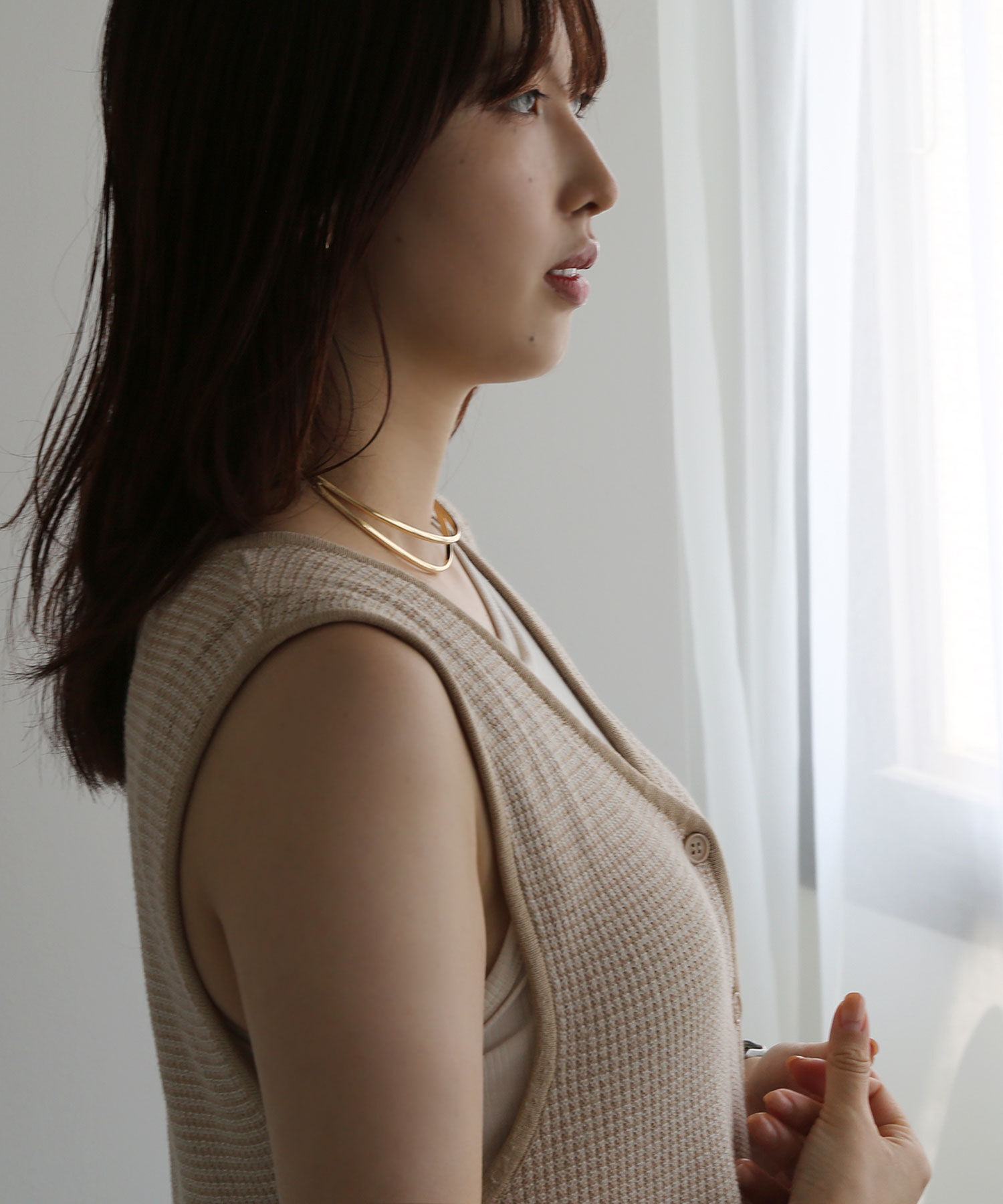 colleca la「アシンメトリーダブルライン メタルチョーカー/ネックカフ」|ネックレス|