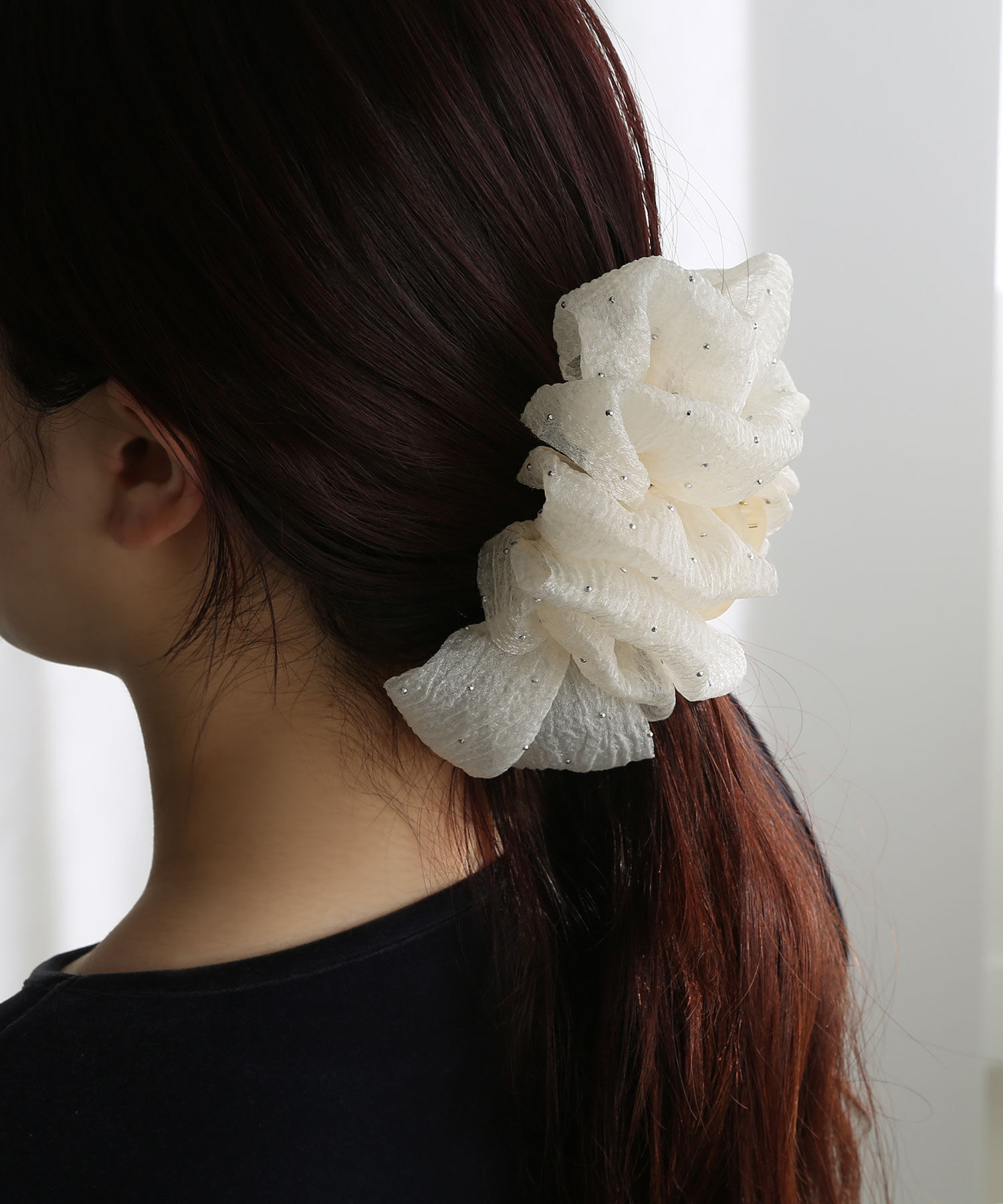  「ボリュームオーガンジー バンスクリップ」|その他|アイボリー