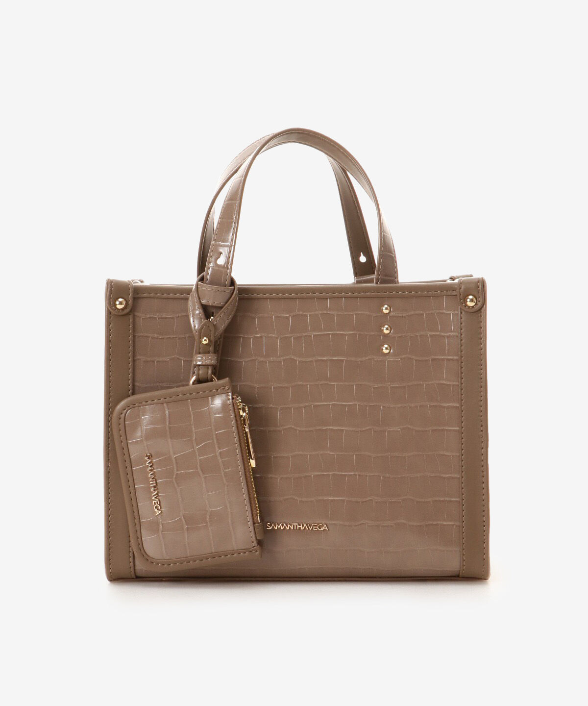 Samantha Vega「クロコ調シンプル横型ハンドバッグ」|ハンドバッグ|グレージュ