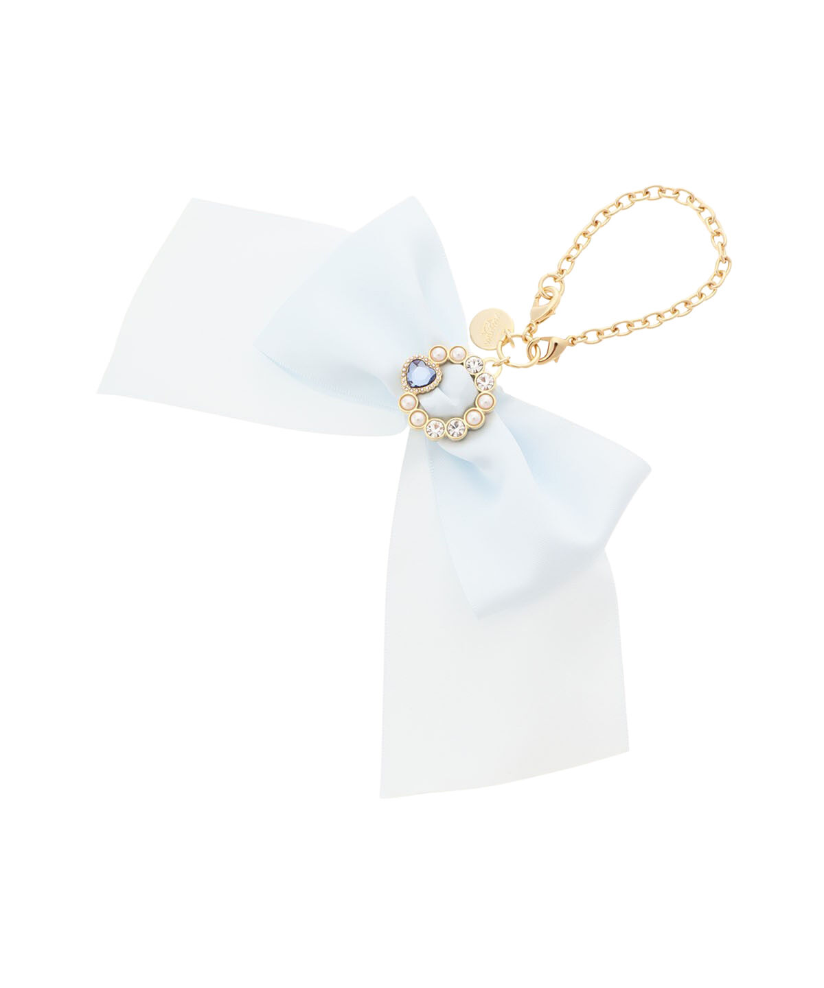 Samantha Vega「サークルビジューリボンバッグチャーム」|チャーム・キーホルダー|ライトブルー