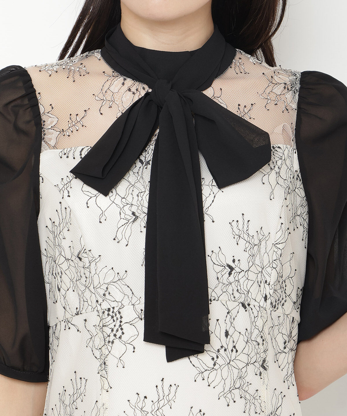 アンドクチュール「ボウタイシフォンスリーブドレス」|ドレス|