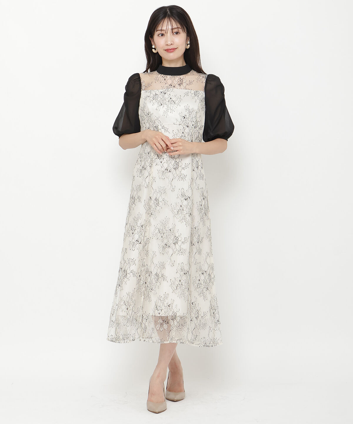 アンドクチュール「ボウタイシフォンスリーブドレス」|ドレス|