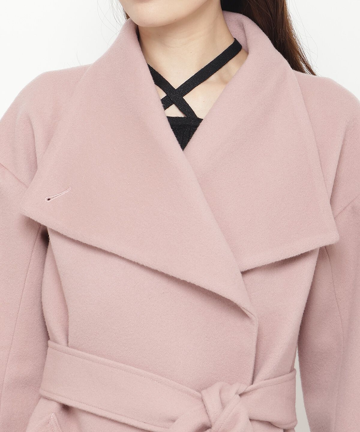 アンドクチュール「ウールビーバービッグカラーロングコート」|ダウン|