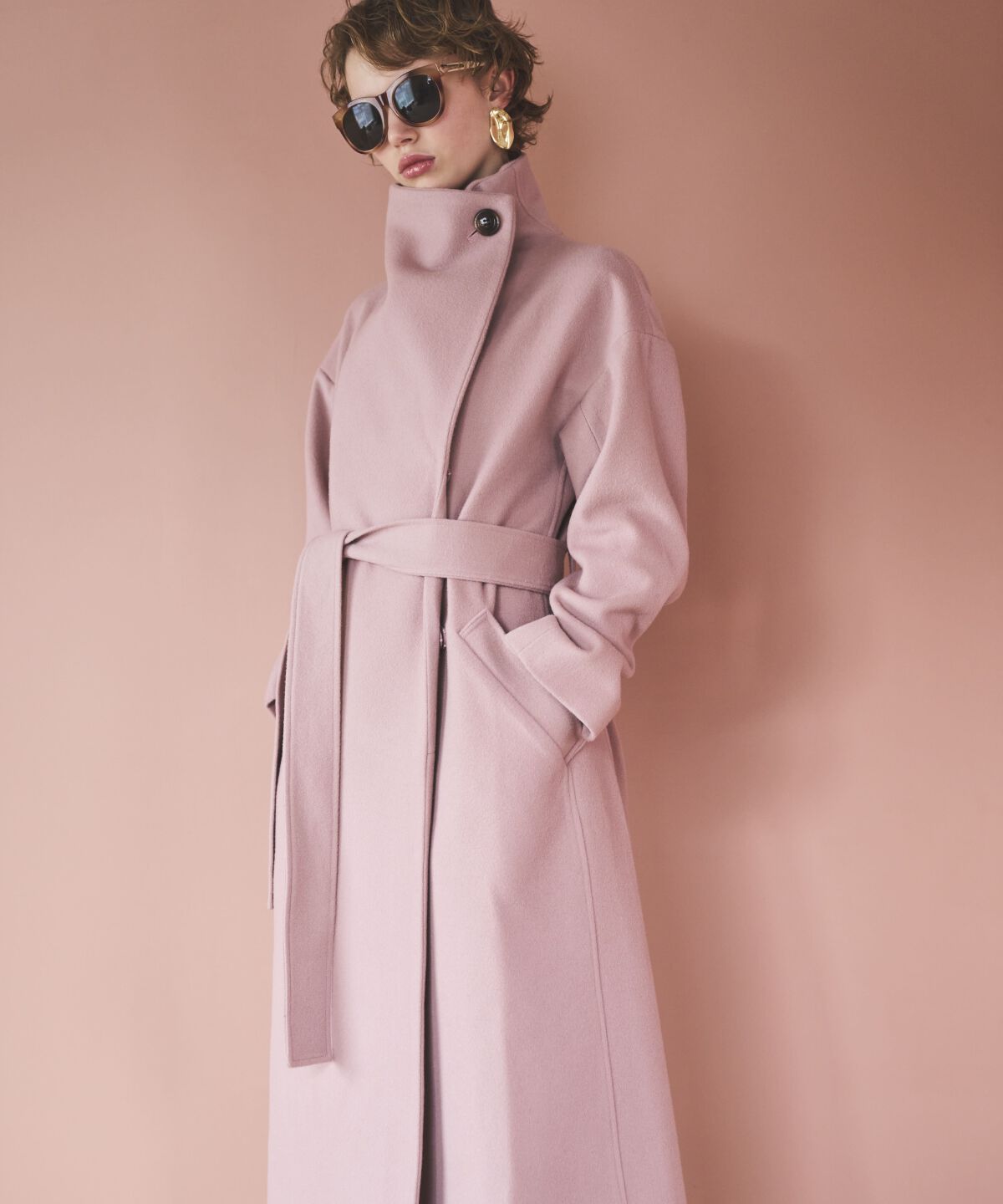 アンドクチュール「ウールビーバービッグカラーロングコート」|ダウン|