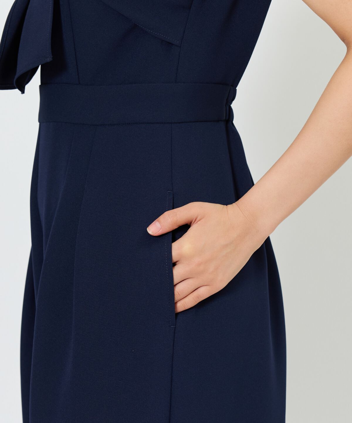 アンドクチュール「アシメショルダーリボンオールインワン」|オールインワン|