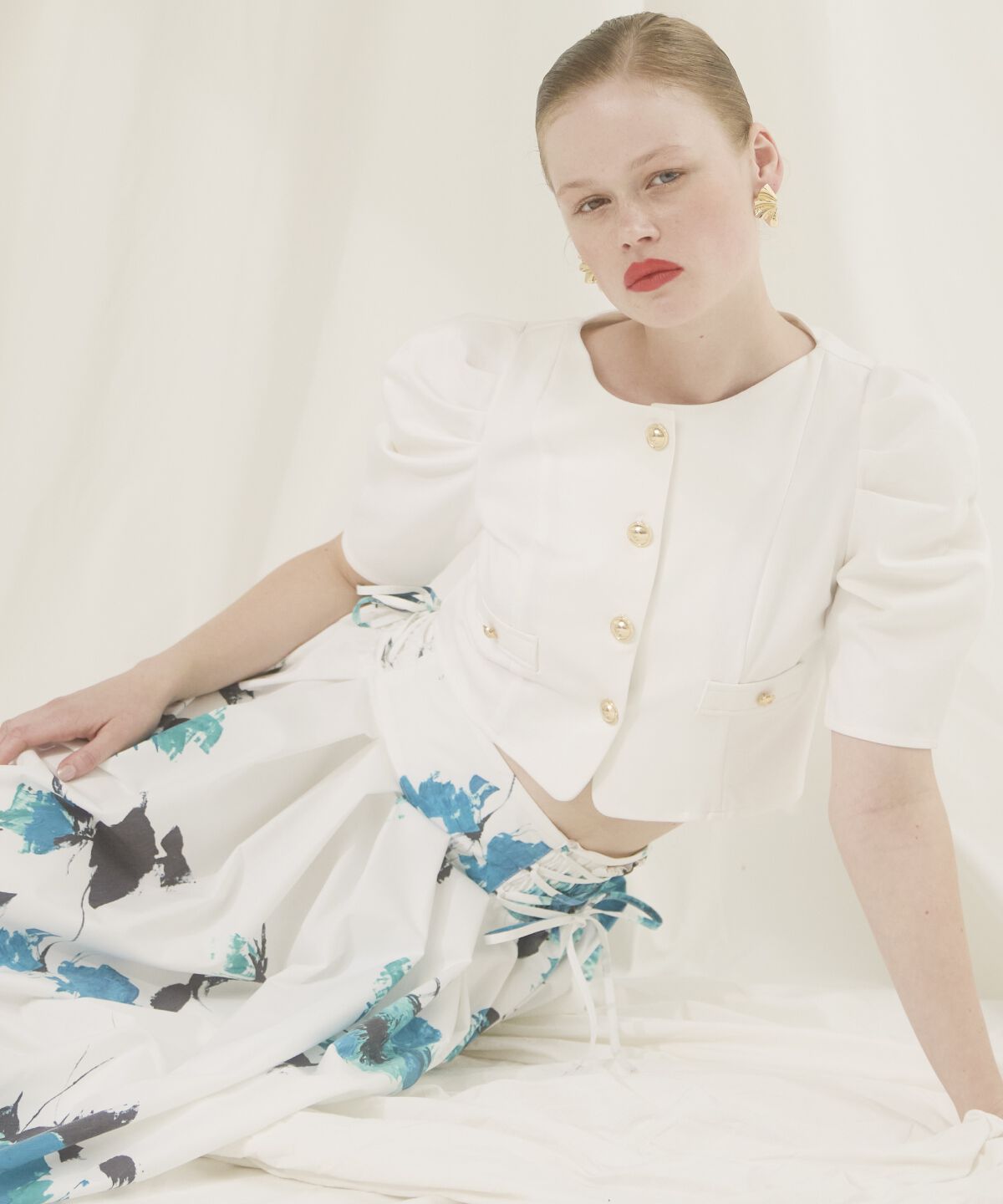 アンドクチュール「アートフラワーフレアスカート」|フレア|