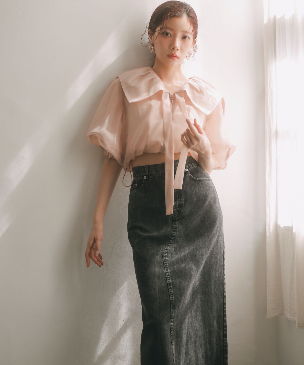 アンドクチュール「ウォッシュドカラーデニムスカート」|スカート|