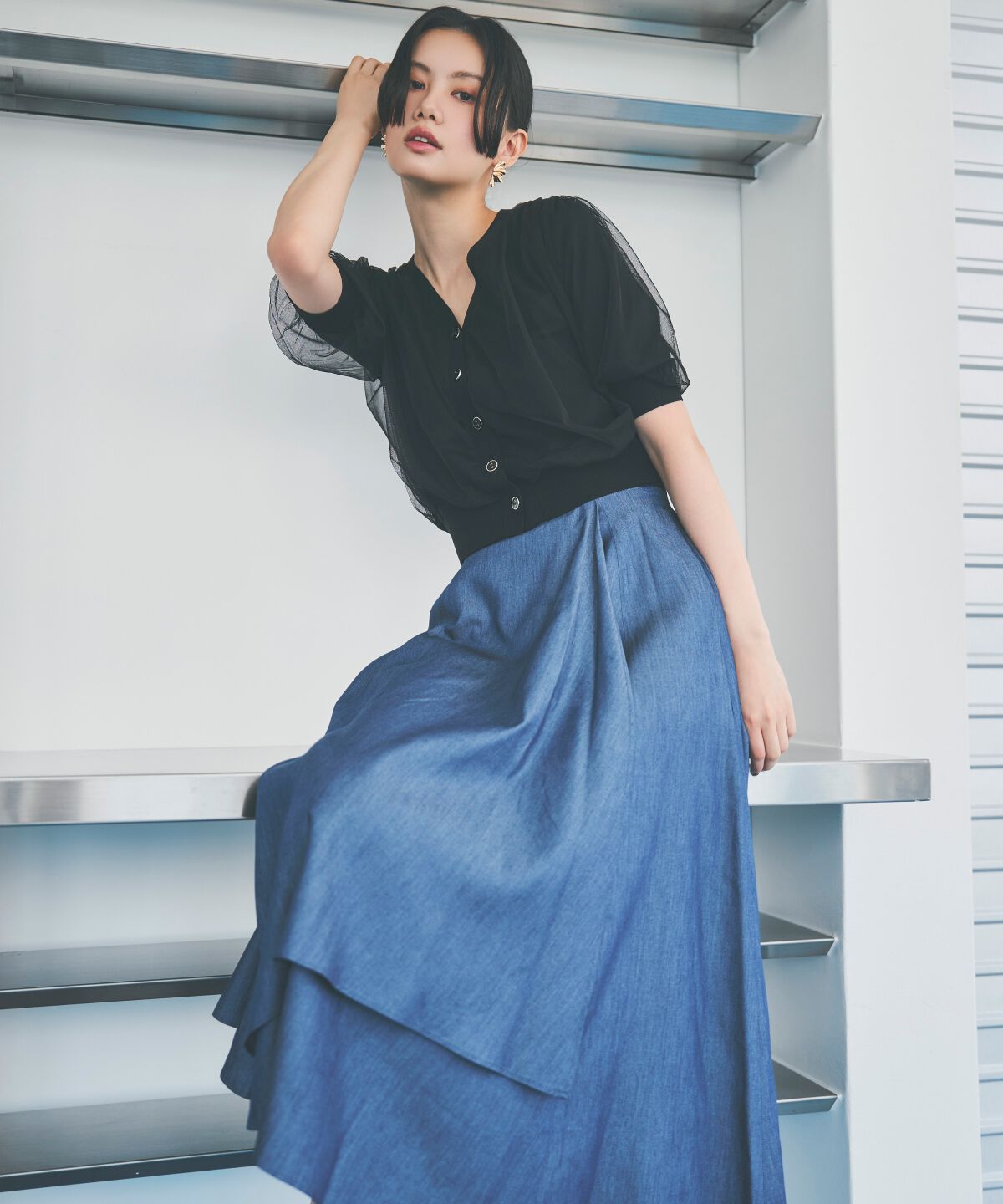 アンドクチュール「チュールカバープルオーバー」|カーディガン|