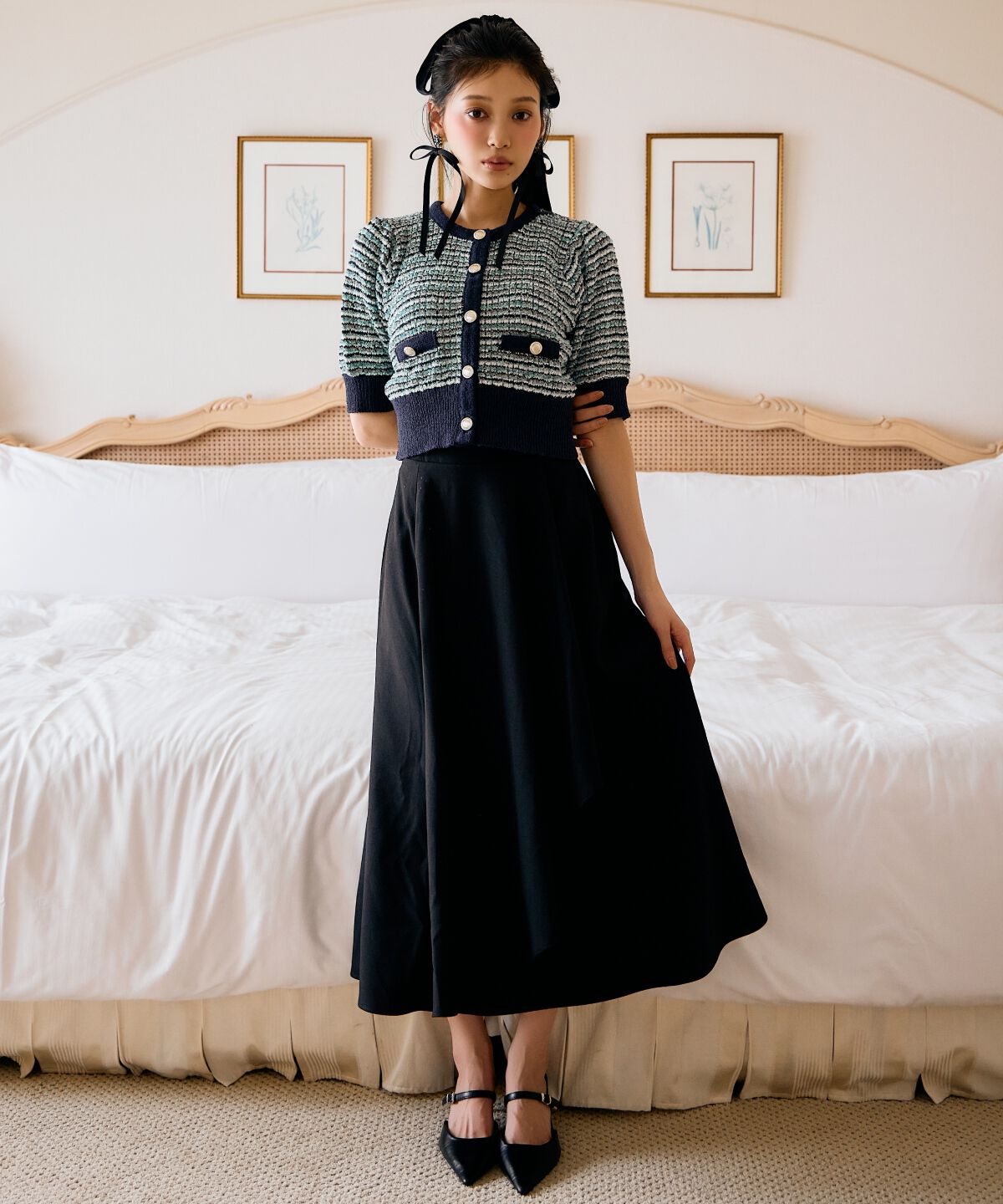 アンドクチュール「サイドリブラッフルマーメイドスカート」|フレア|