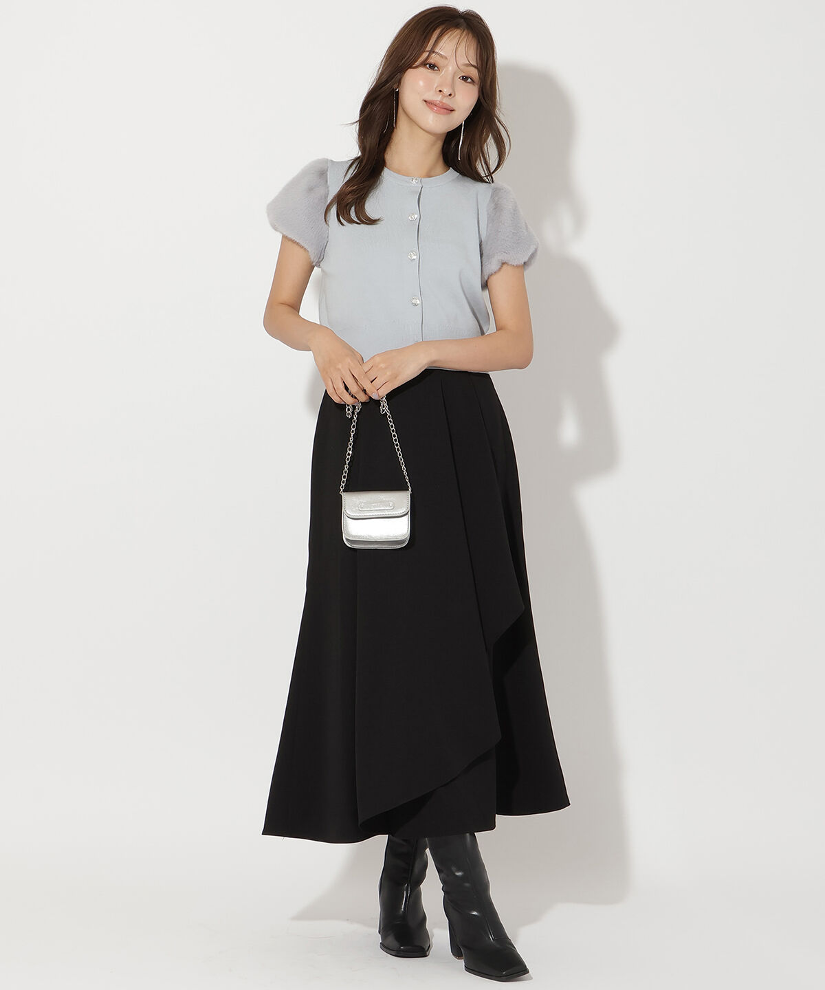 アンドクチュール「サイドリブラッフルマーメイドスカート」|フレア|