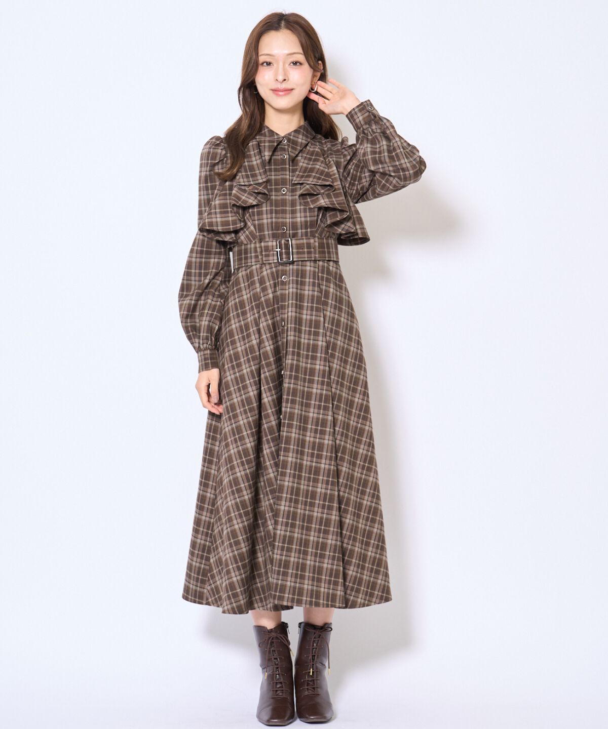 アンドクチュール「フリルケープシャツワンピース」|ワンピース|