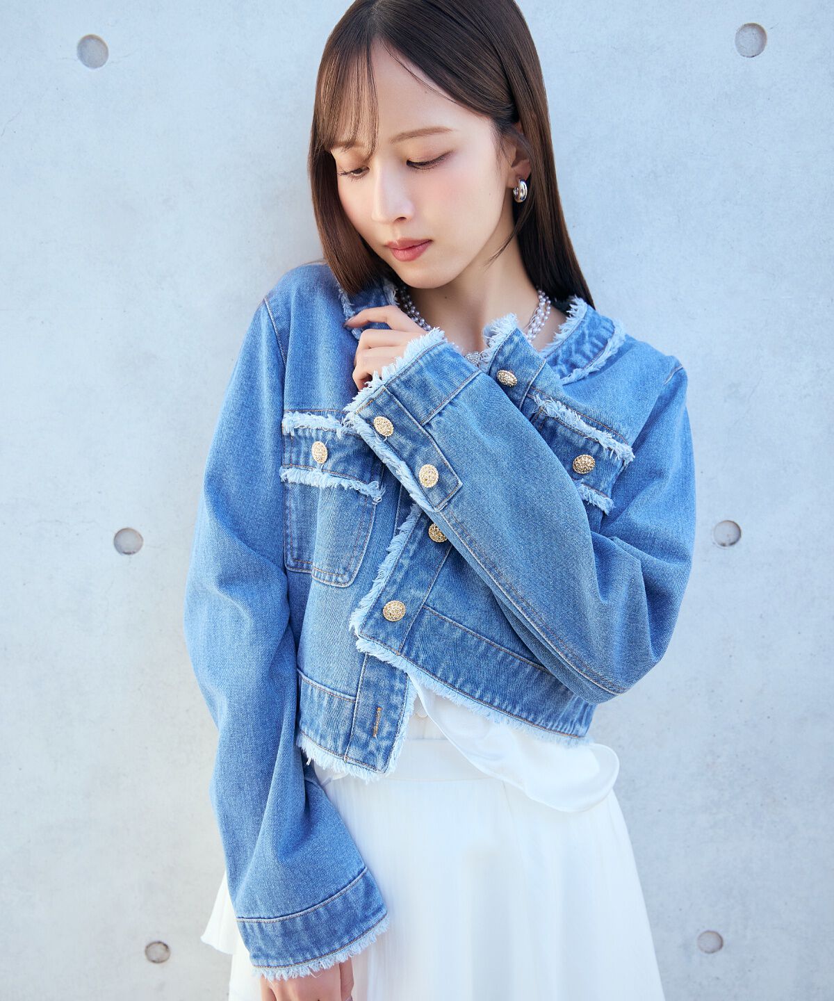 アンドクチュール「フリンジデニムジャケット」|デニムジャケット|