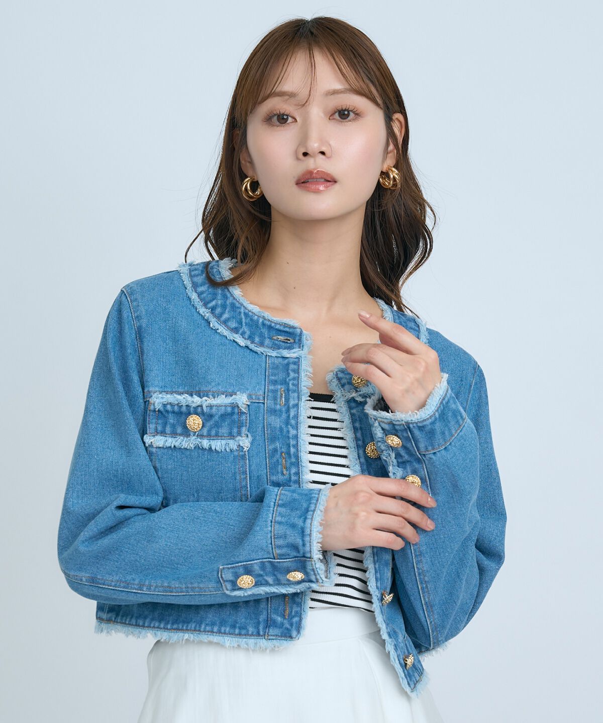 アンドクチュール「フリンジデニムジャケット」|デニムジャケット|