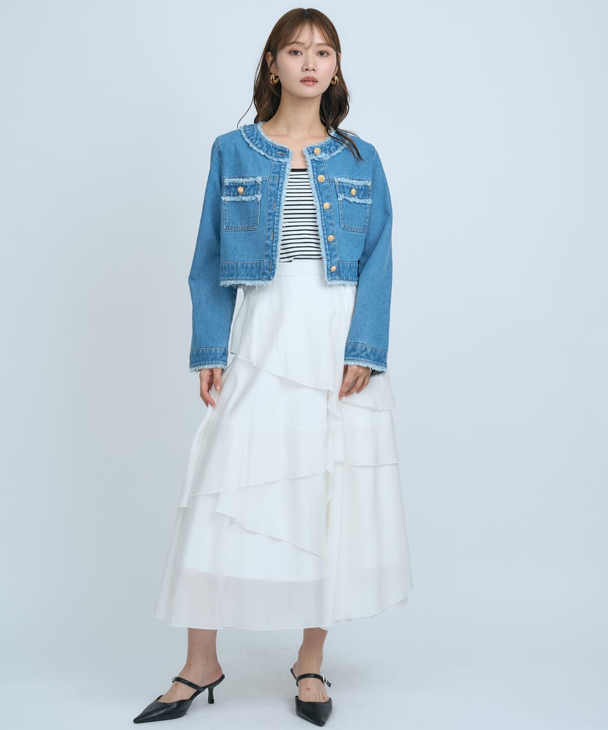 アンドクチュール「フリンジデニムジャケット」|デニムジャケット|