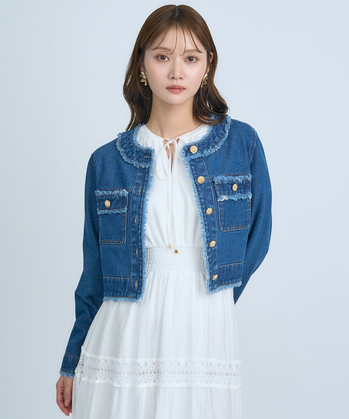 アンドクチュール「フリンジデニムジャケット」|デニムジャケット|