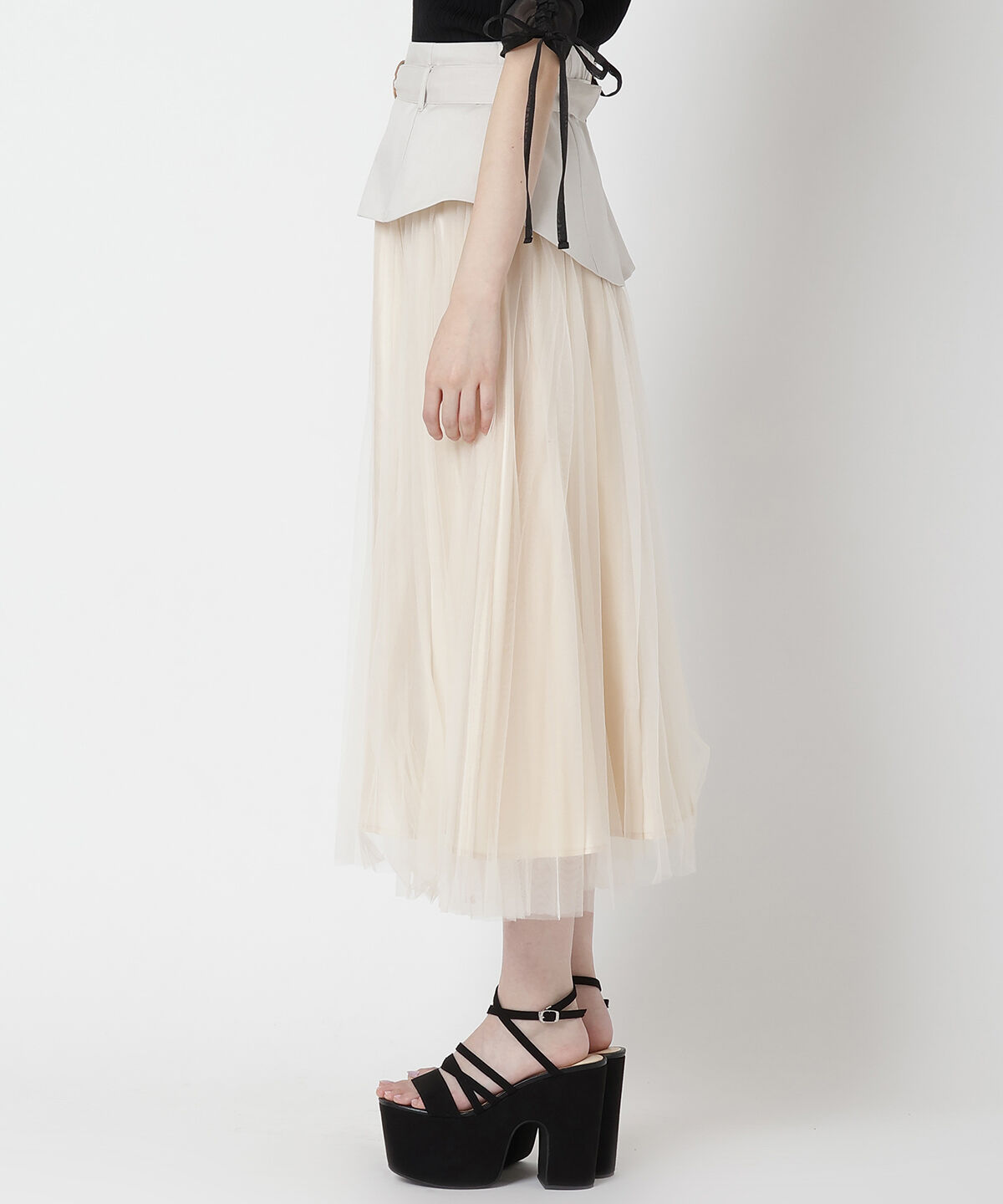 REDYAZEL「切り替えプリーツスカート」|フレア|