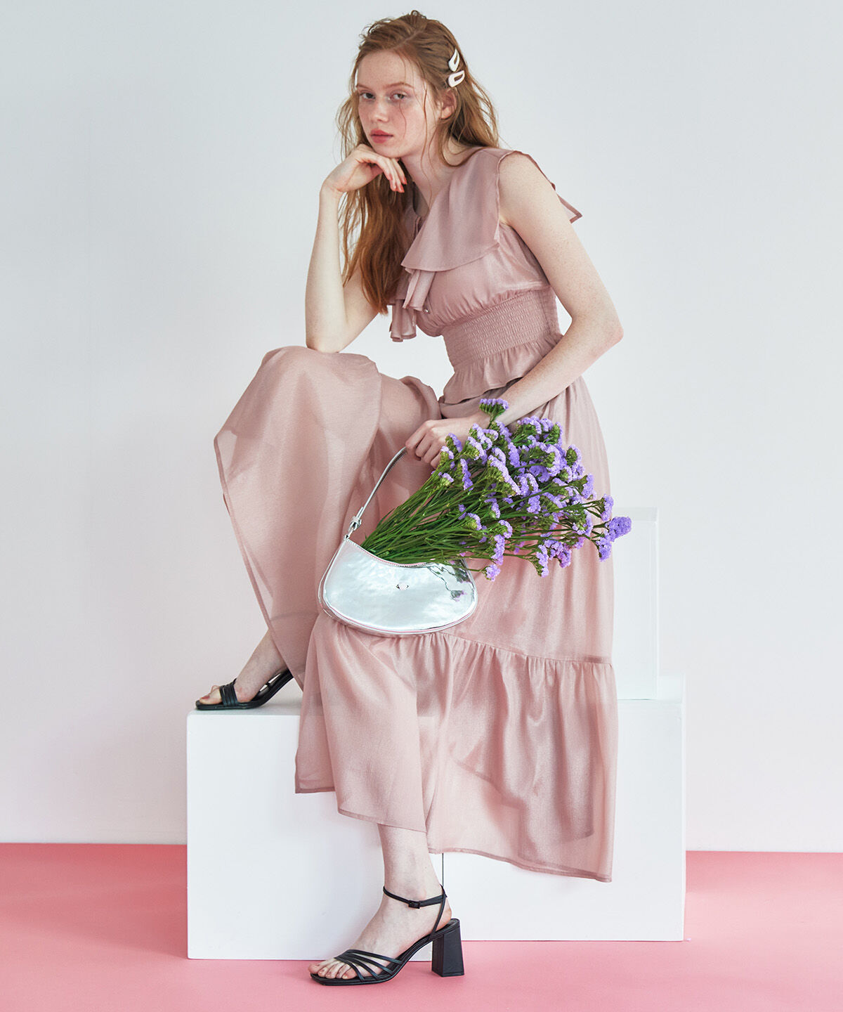 REDYAZEL「シャイニー楊柳フリルブラウス」|シャツ・ブラウス|