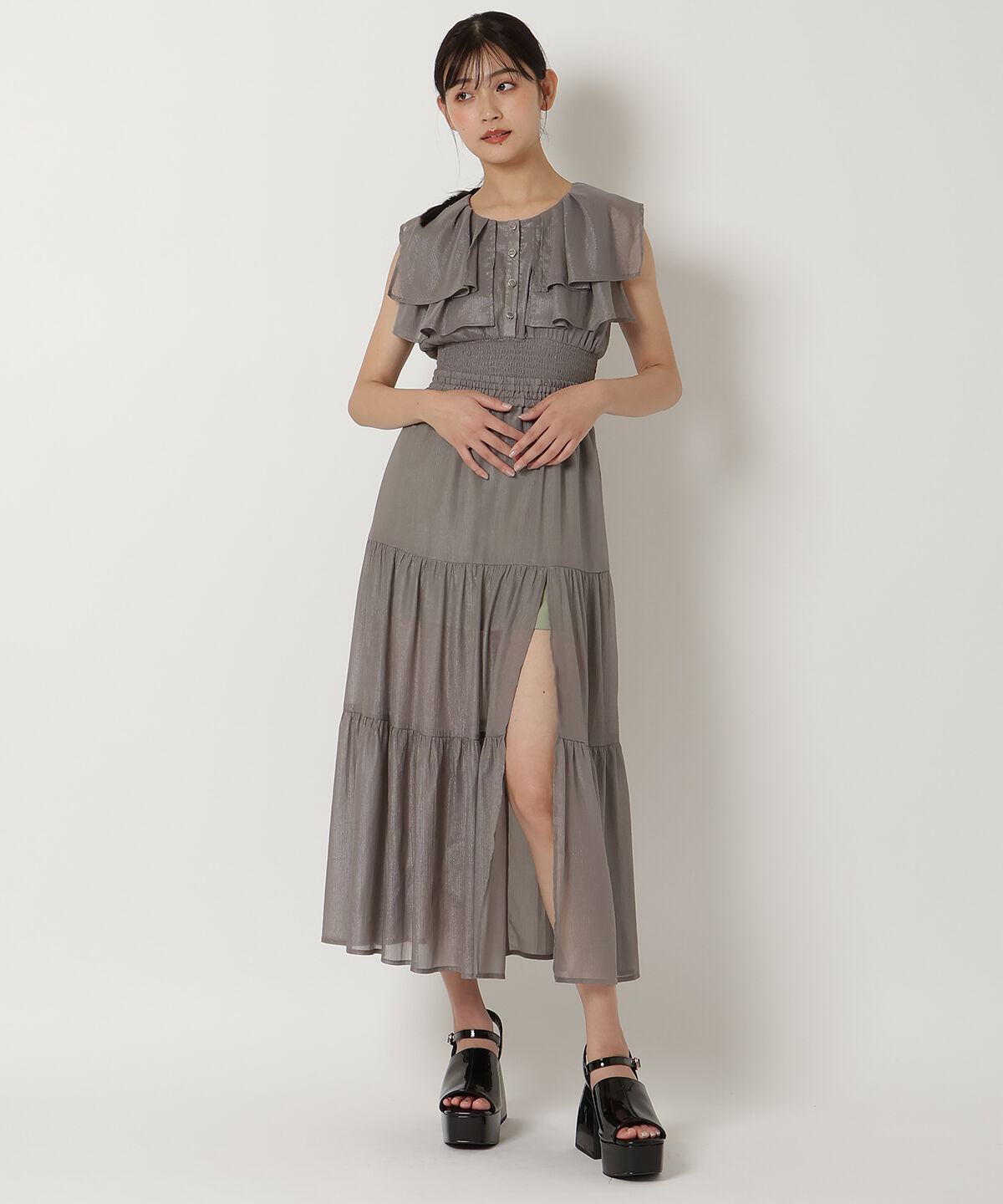 REDYAZEL「シャイニー楊柳フリルブラウス」|シャツ・ブラウス|