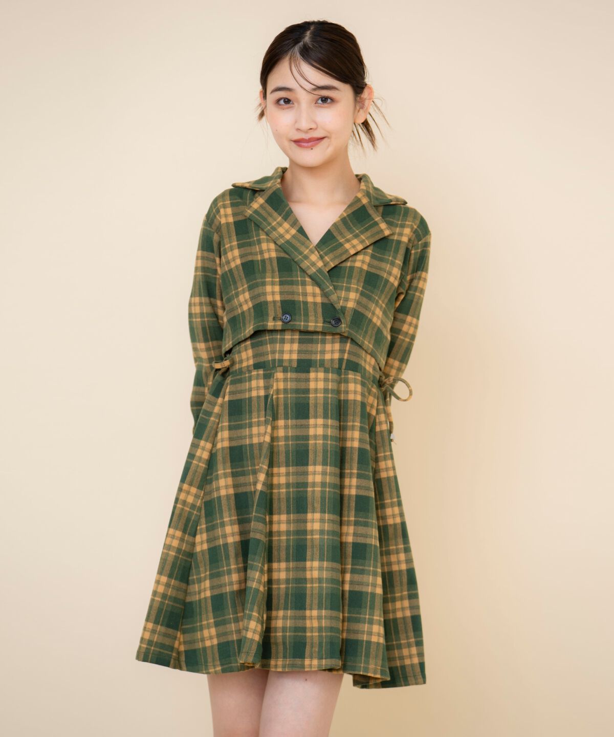 REDYAZEL「チェックドロストミニワンピース」|ワンピース|