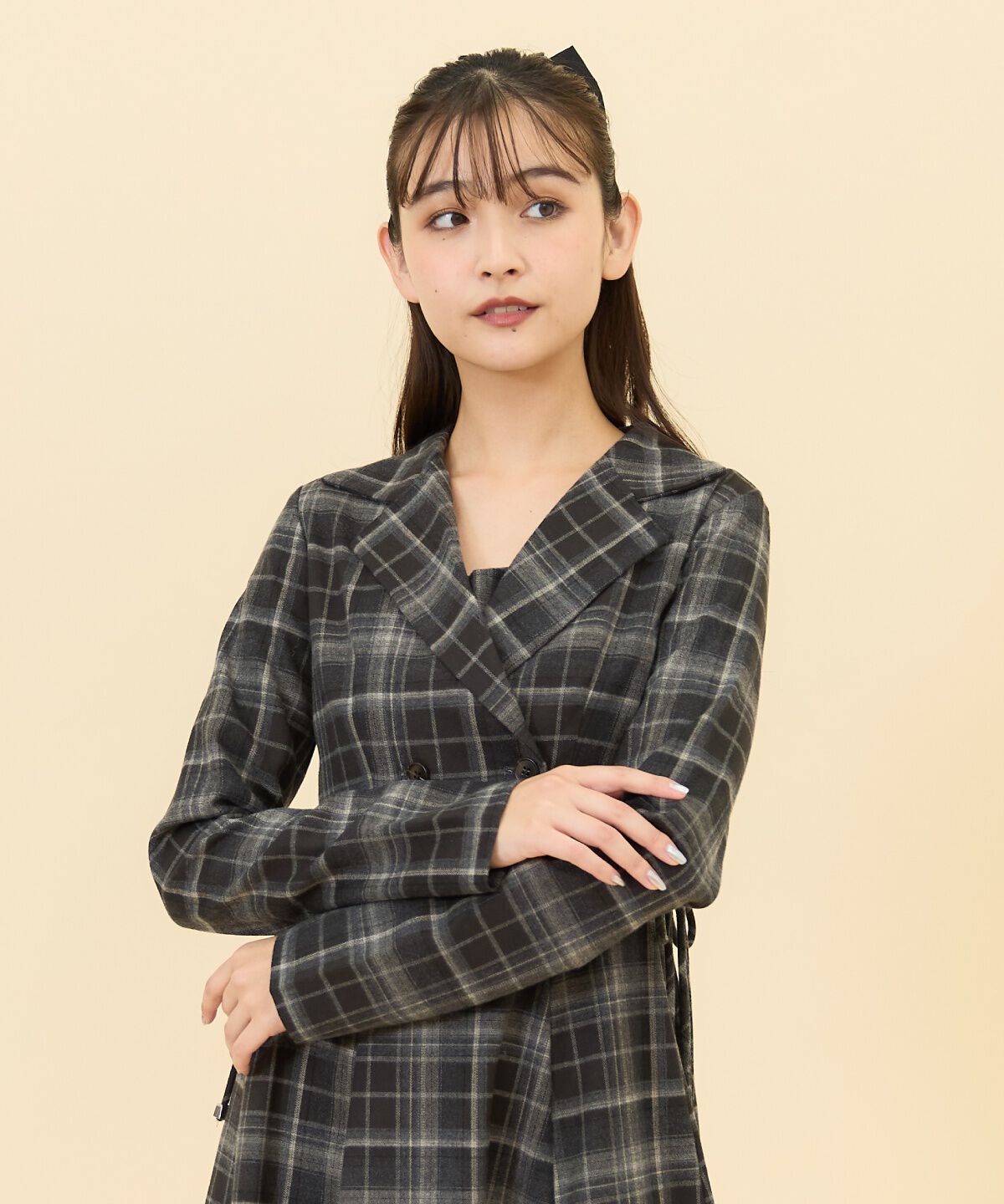 REDYAZEL「チェックショートダブルジャケット」|テーラードジャケット|