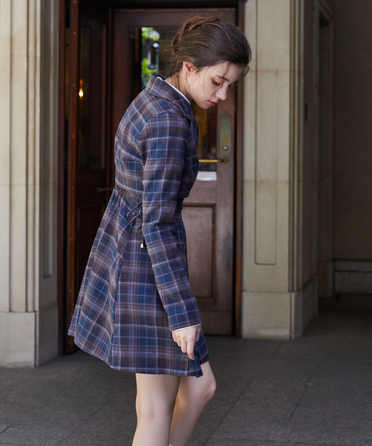 REDYAZEL「チェックショートダブルジャケット」|テーラードジャケット|