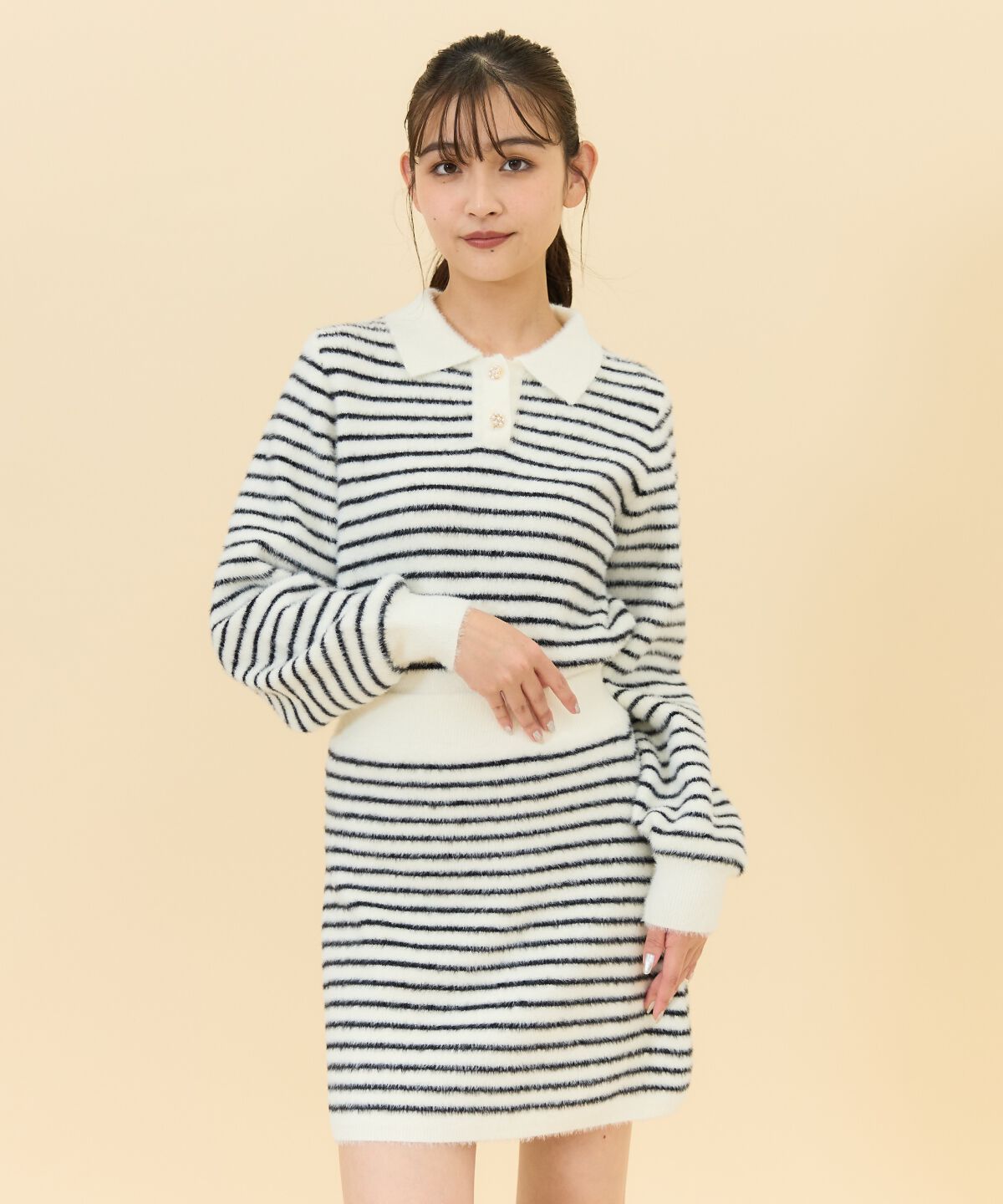 REDYAZEL「シャギーニットミニスカート」|台形|