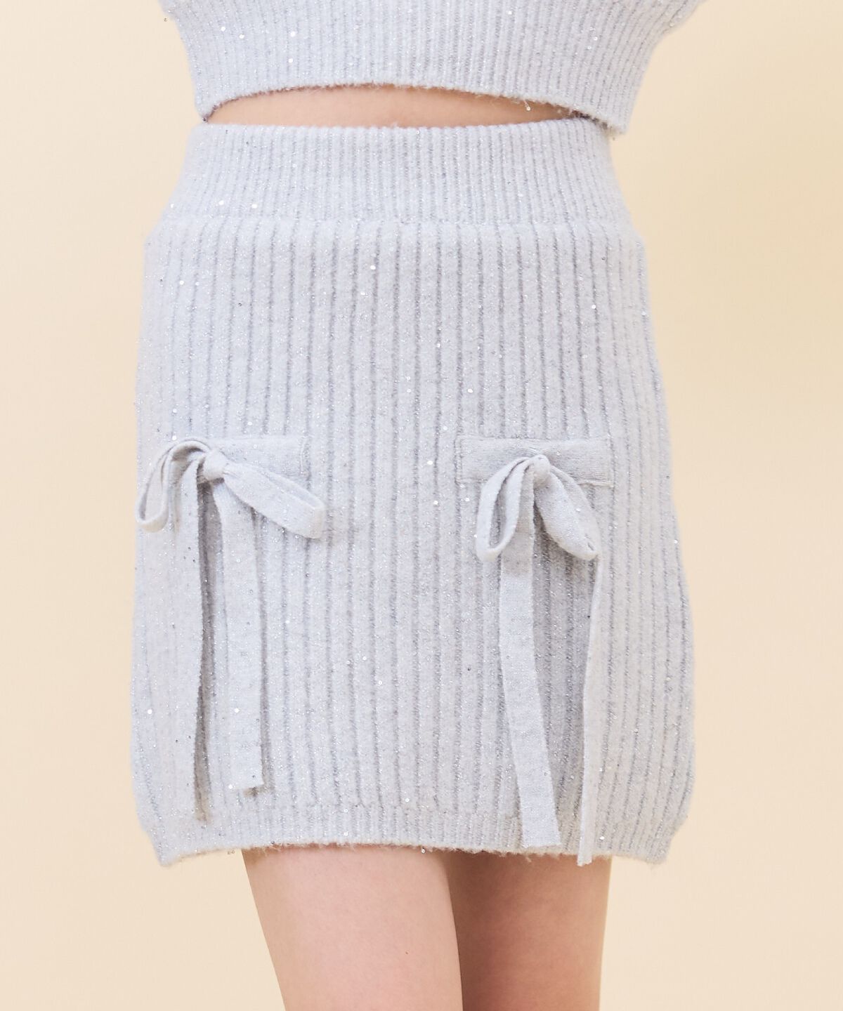 REDYAZEL「ラメスパンコールニットミニスカート」|タイト|