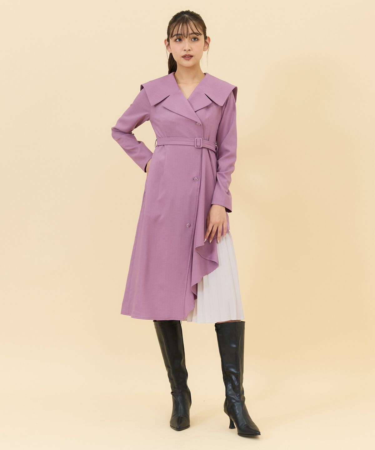 REDYAZEL「アシメデザインセーラープリーツワンピース」|ワンピース|ピンク