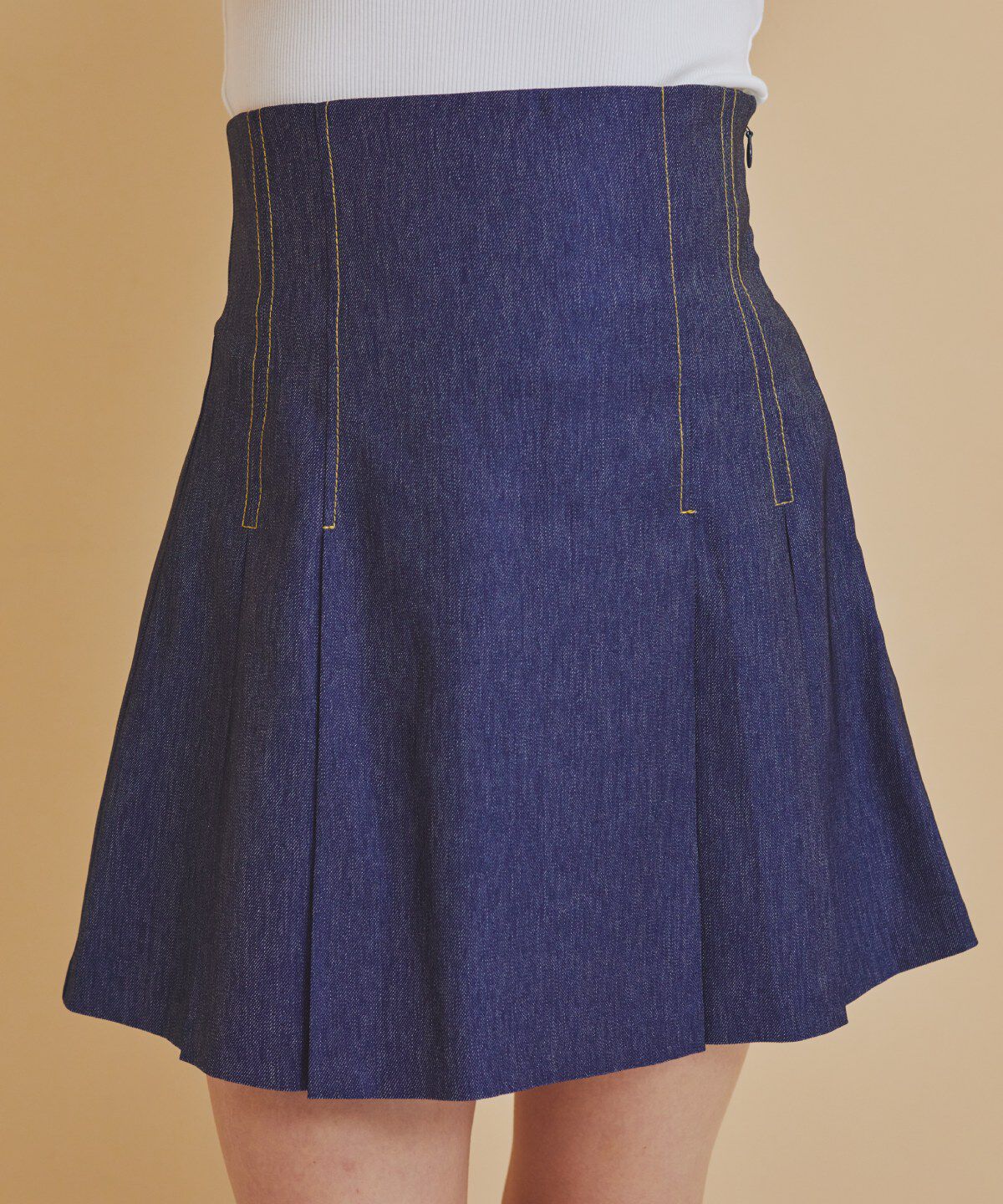 REDYAZEL「デニムライクタックプリーツミニスカート」|フレア|