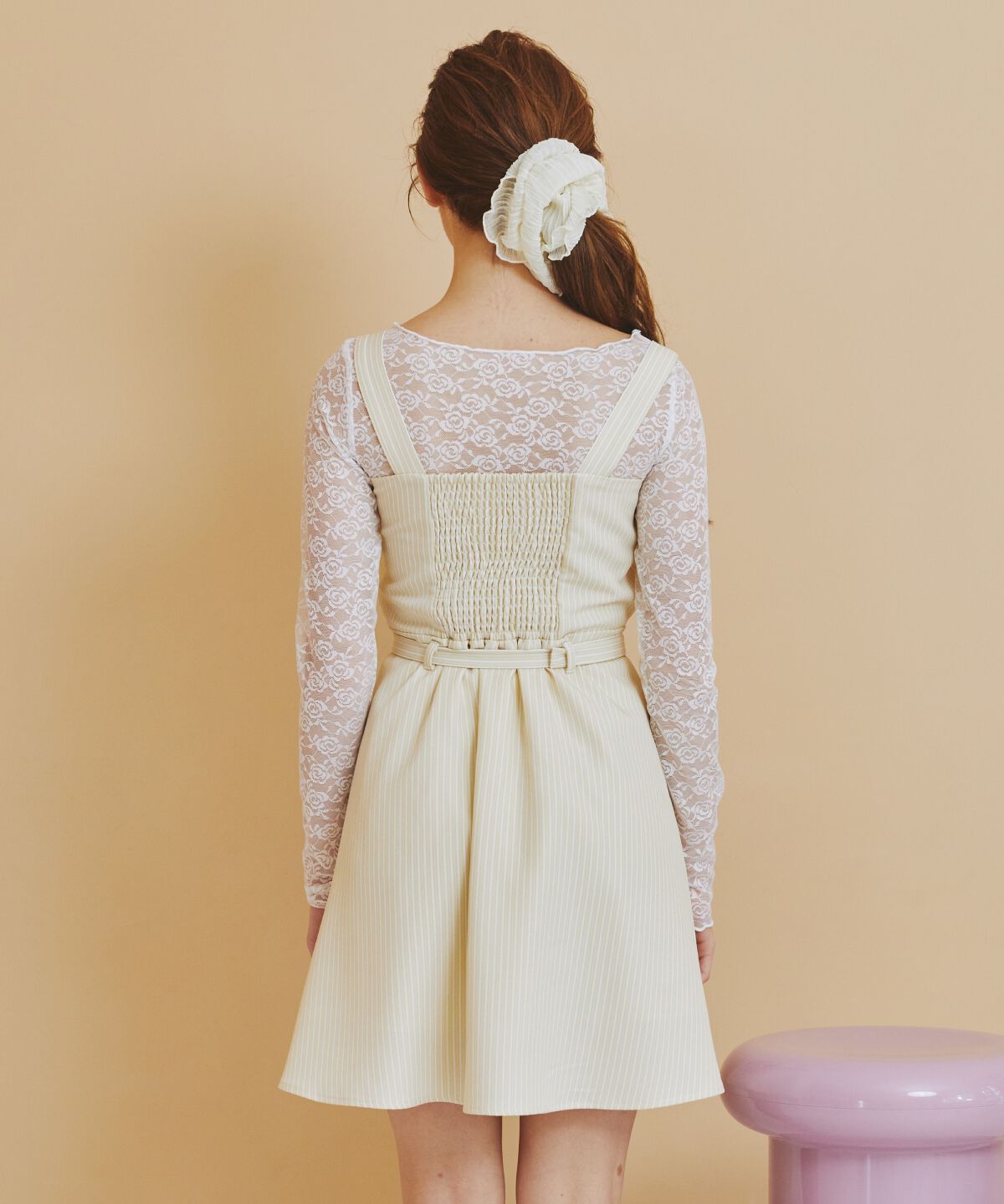 REDYAZEL「フロントシャーリングシャツ＆ストライプミニワンピースセット」|ワンピース|