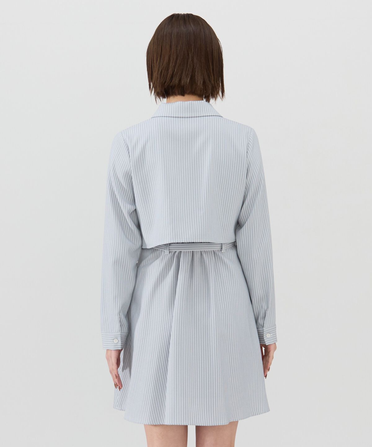 REDYAZEL「フロントシャーリングシャツ＆ストライプミニワンピースセット」|ワンピース|