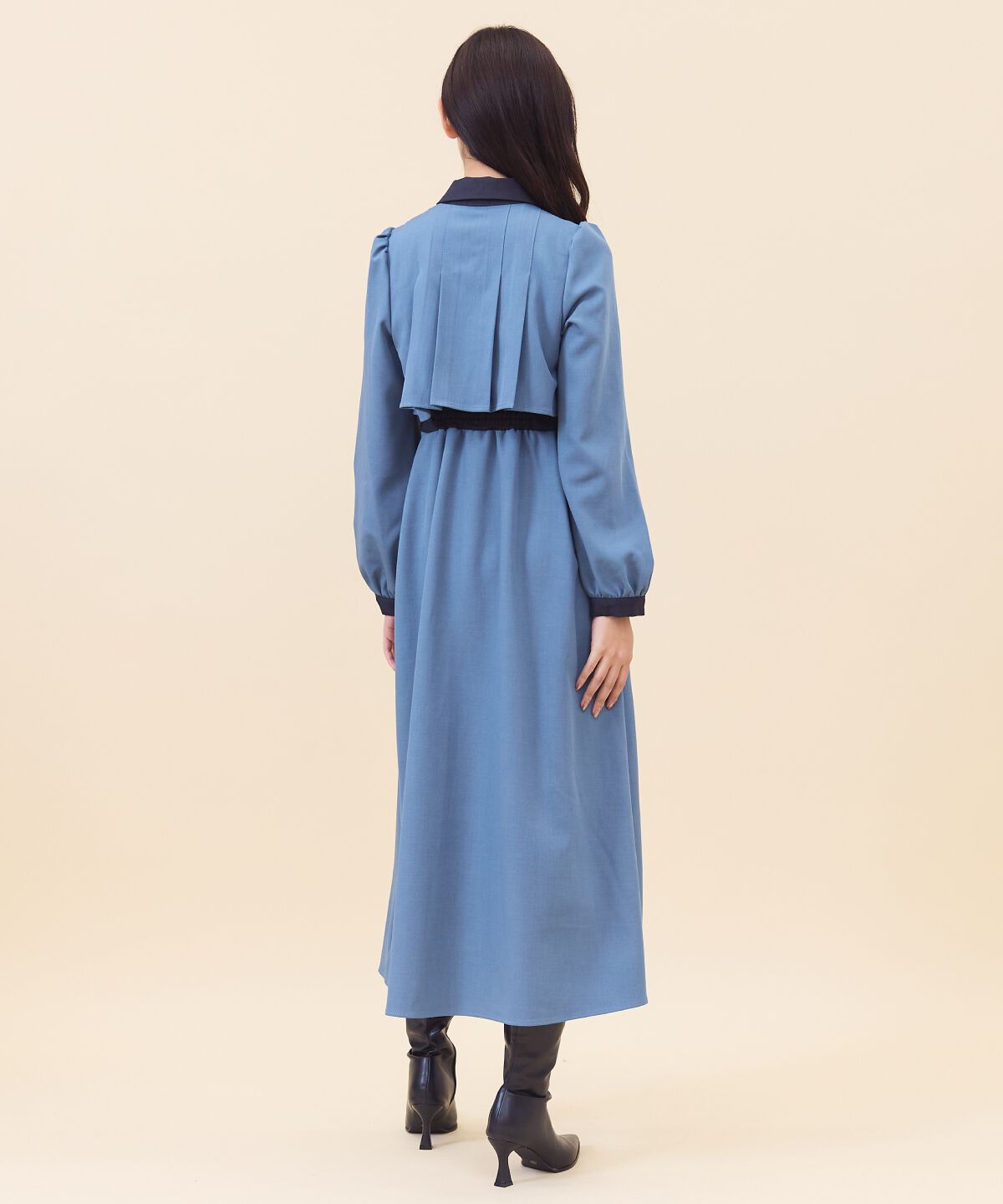 REDYAZEL「バイカラータックプリーツシャツワンピース」|ワンピース|