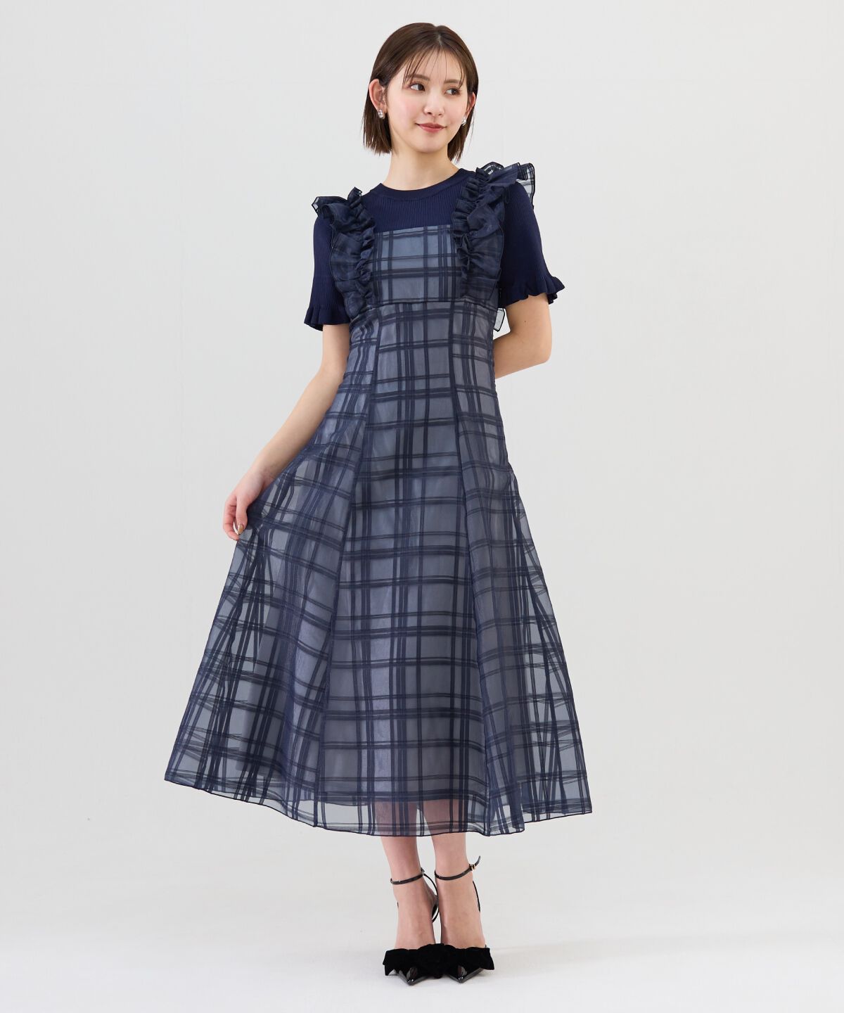 REDYAZEL「ショルダーフリルドッキングワンピース」|ワンピース|