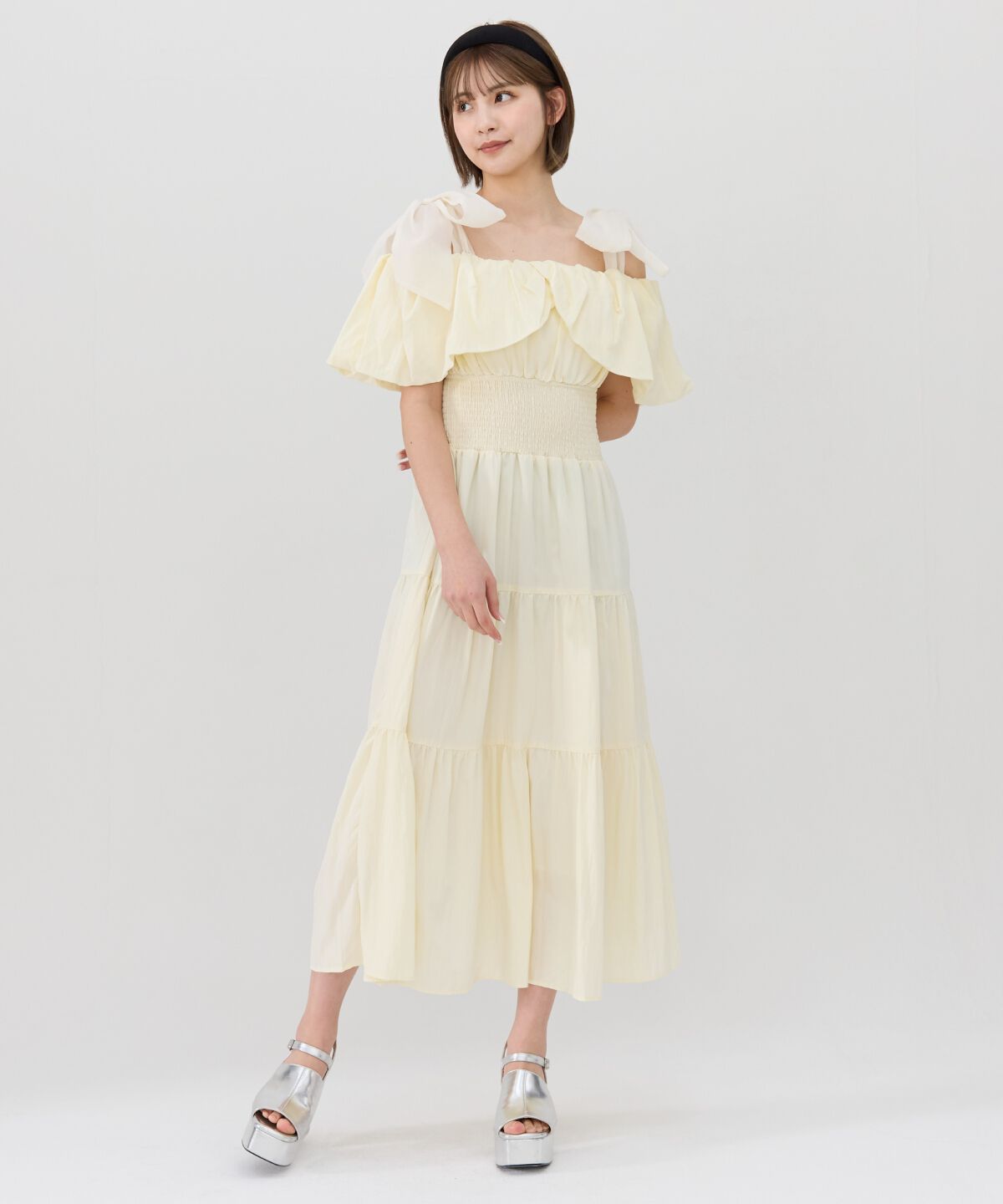 REDYAZEL「ショルダーリボンオフショルワンピース」|ワンピース|