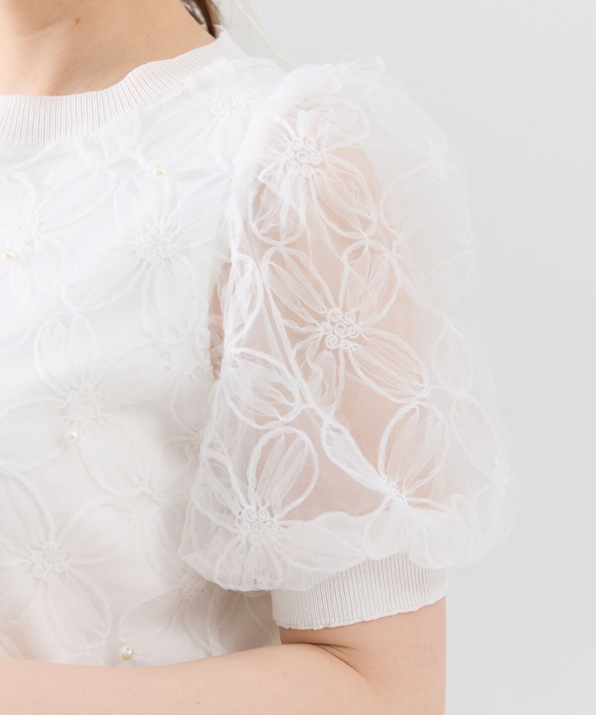 REDYAZEL「フラワーチュールドッキングニットトップス」|ニット・セーター|
