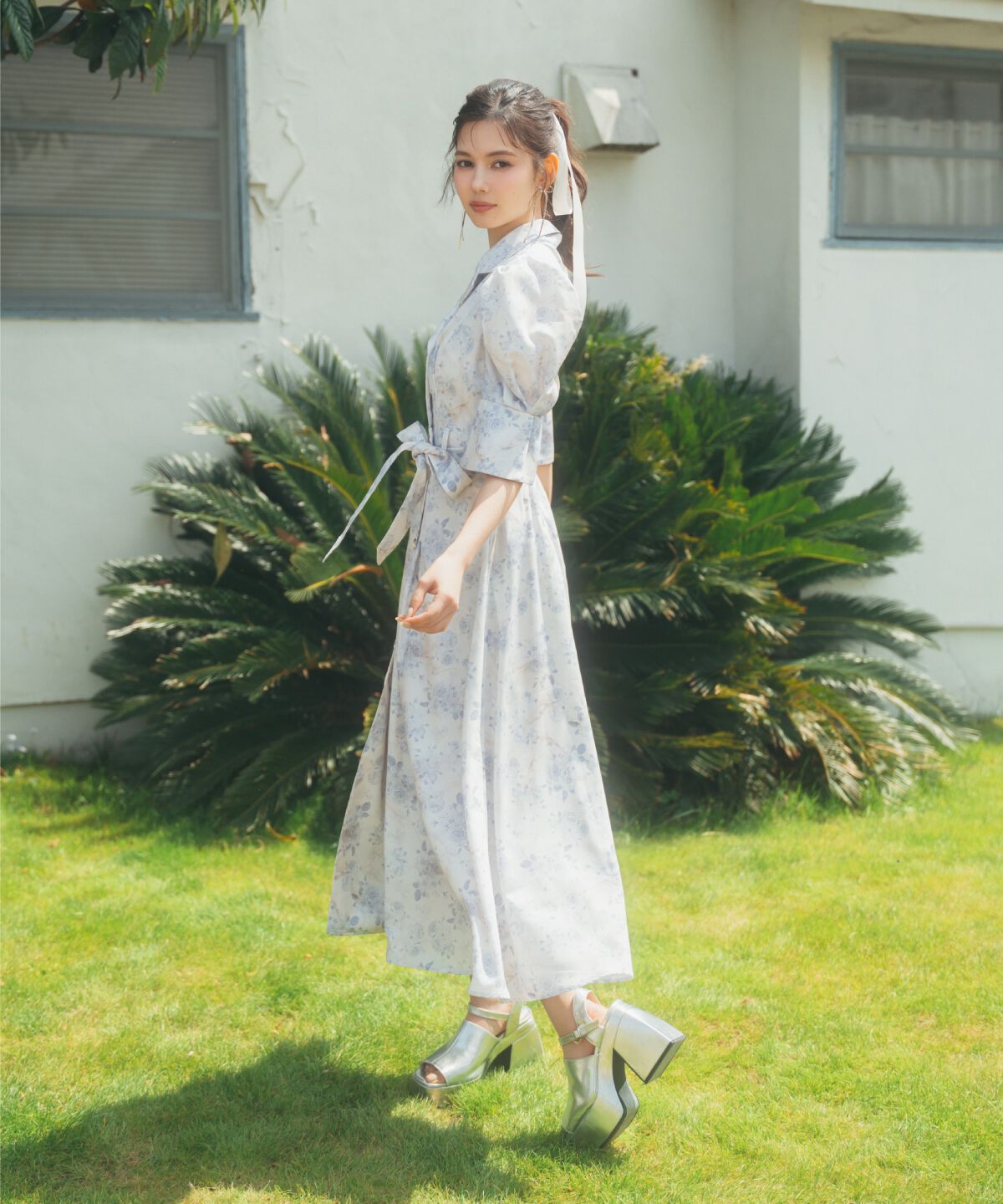 REDYAZEL「ローズプリントロングワンピース」|ワンピース|