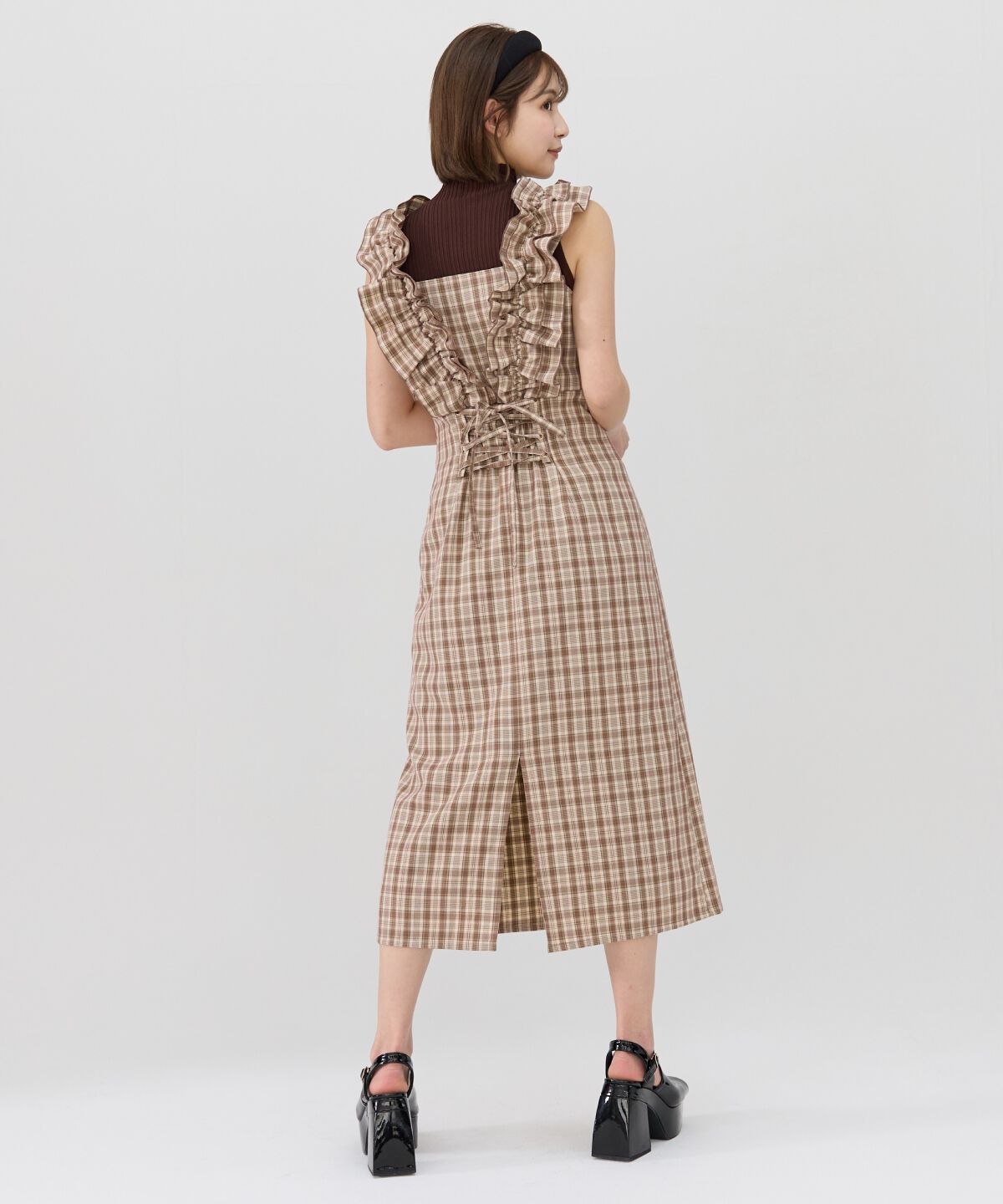 REDYAZEL「2wayフリルショルダーチェックワンピース」|ワンピース|