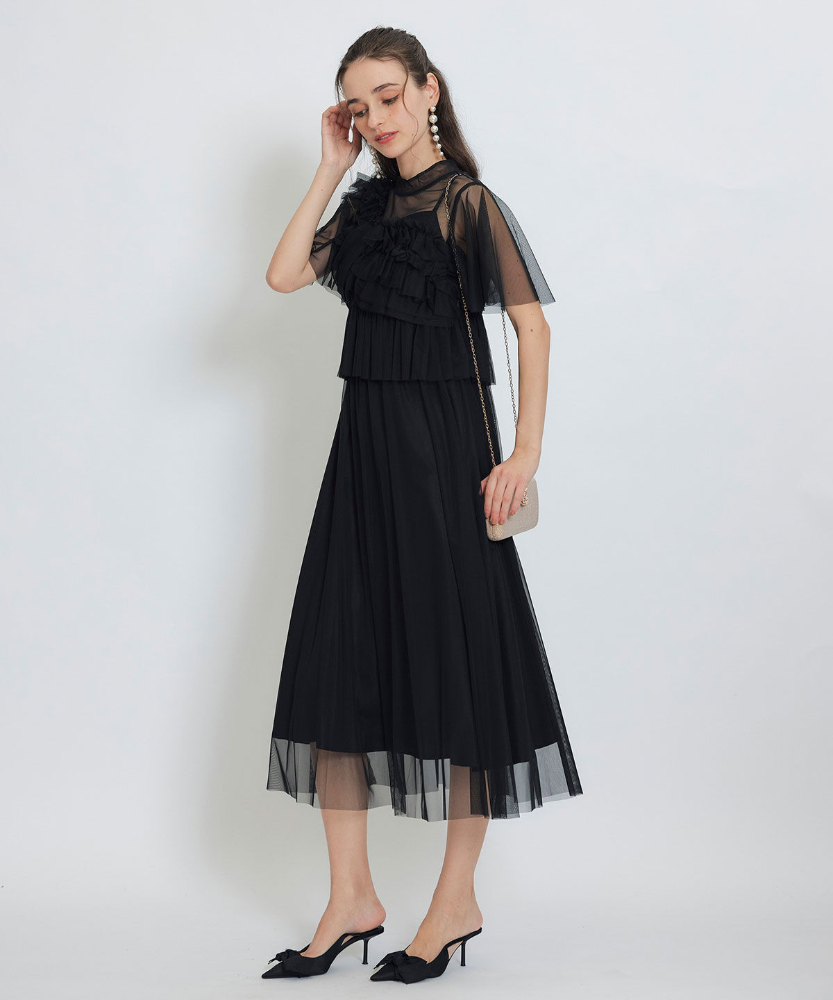 REDYAZEL「チュールフリルブラウス&times;キャミワンピースドレス」|ドレス|