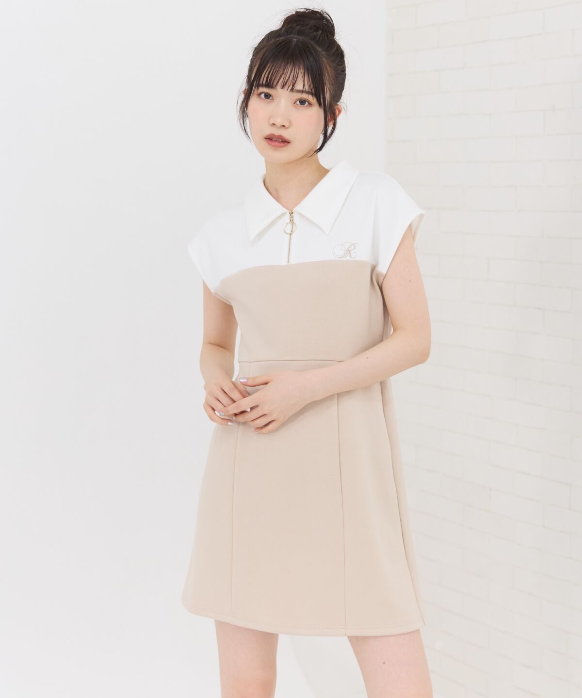 REDYAZEL「バイカラーポロミニワンピース」|ワンピース|