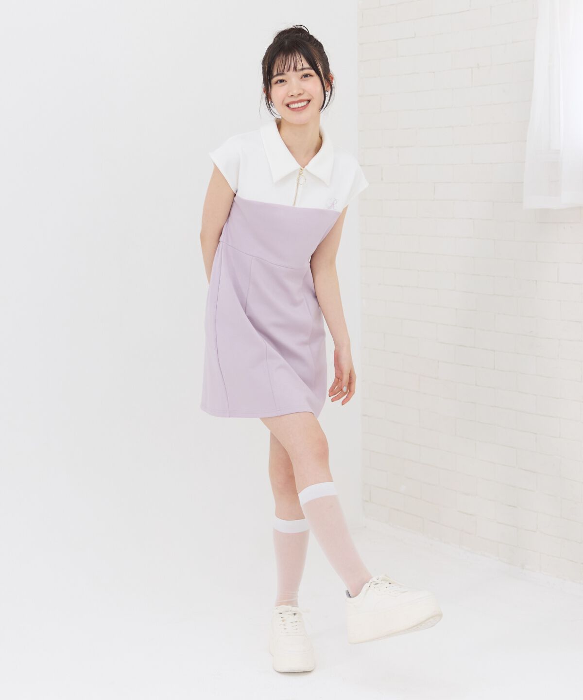 REDYAZEL「バイカラーポロミニワンピース」|ワンピース|