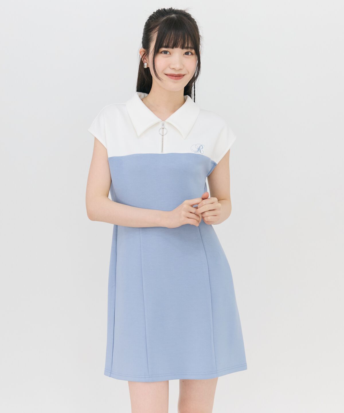 REDYAZEL「バイカラーポロミニワンピース」|ワンピース|ブルー