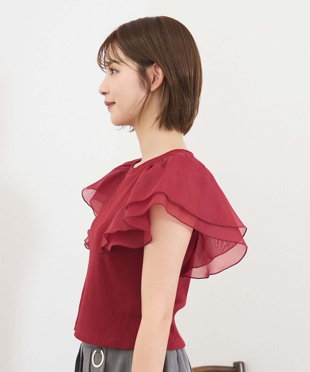 REDYAZEL「シアーフレアスリーブリブカットソー」|Tシャツ・カットソー|